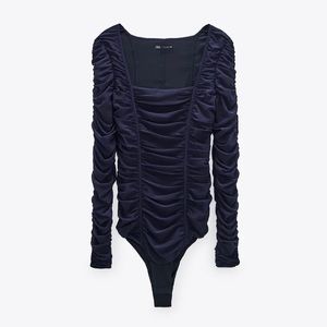 Draped Tulle Bodysuit